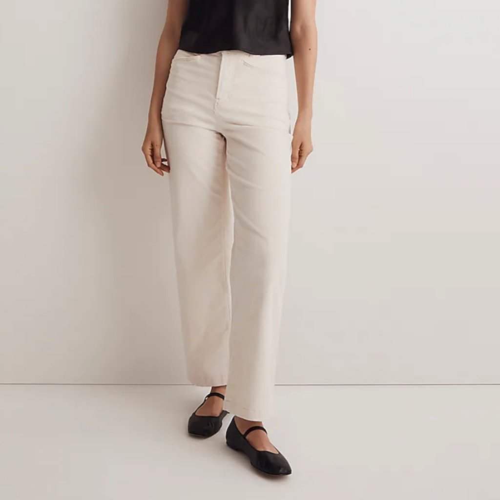 Madewell Emmett 2.0 Wide-Leg Pants In Corduroy In Antique Cream (Size 28)
